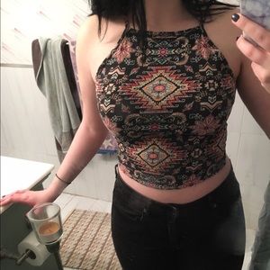 Garage High Neck Aztec Midi Top