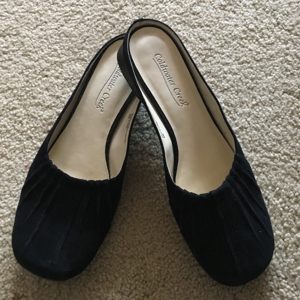 Black Pintuck Suede Coldwater Creek Flats