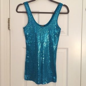 Express Turquoise Sparkly Tank