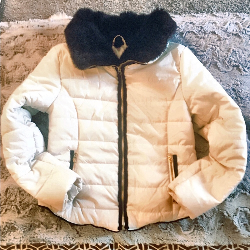 Harve benard white and black bomber jacket
