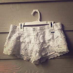 White lace shorts