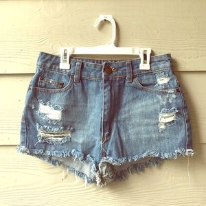 High wasted jean shorts