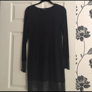 Theory black dress with leather detail