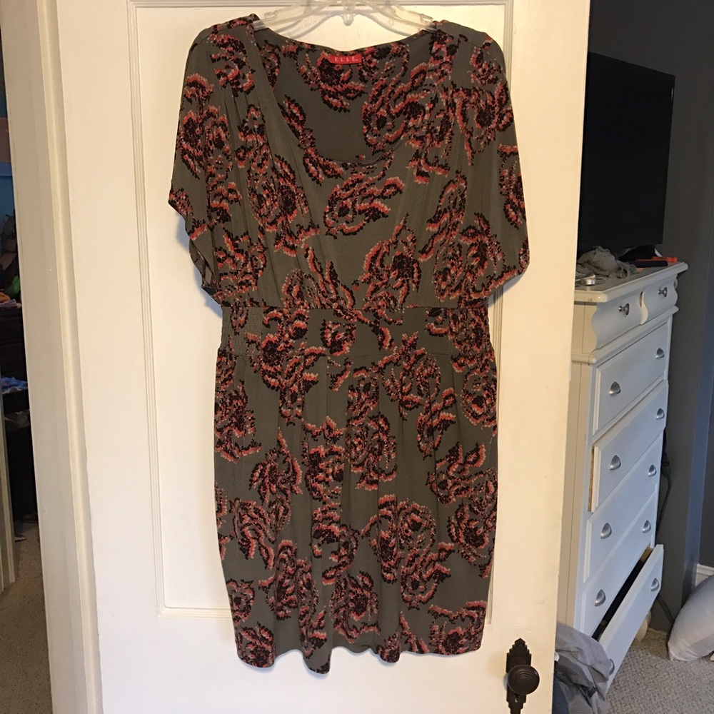 Gray, Red, & Black Natural Waist Dress