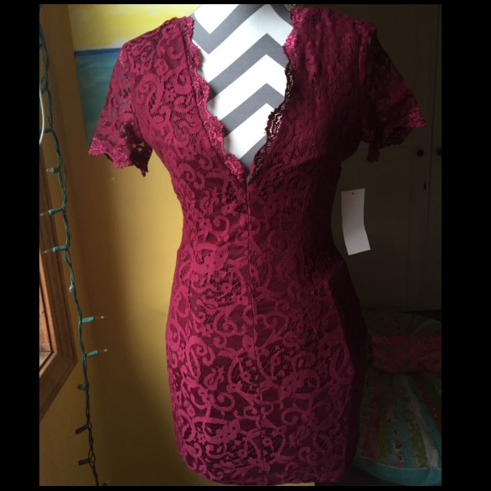 Deep V Lace Bodycon Dress