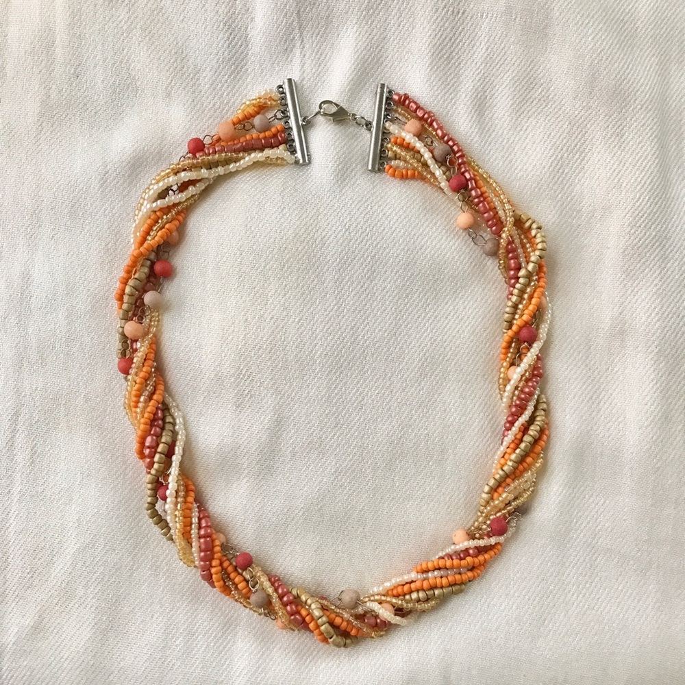 Multi-strand beaded necklace