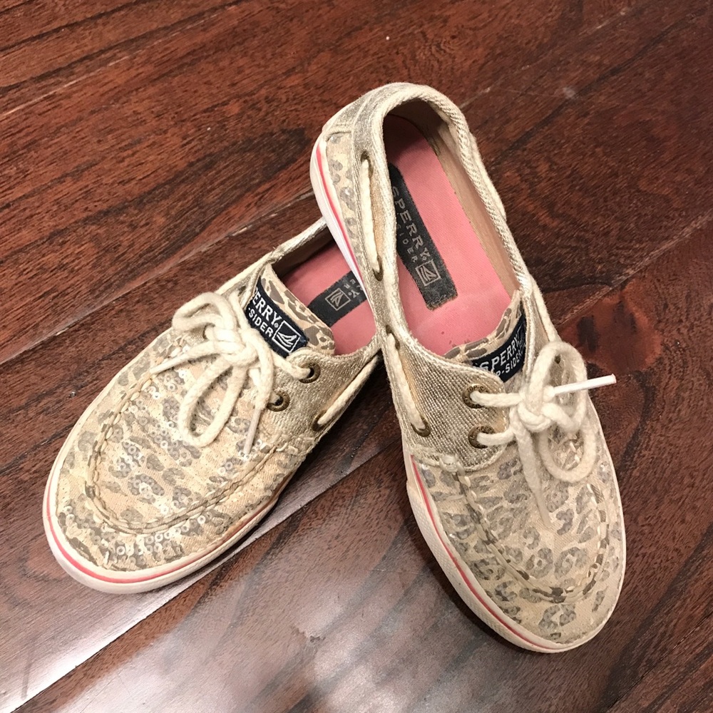 Girls' Cheetah Sequin Sperry Top-Sider Boat Shoes