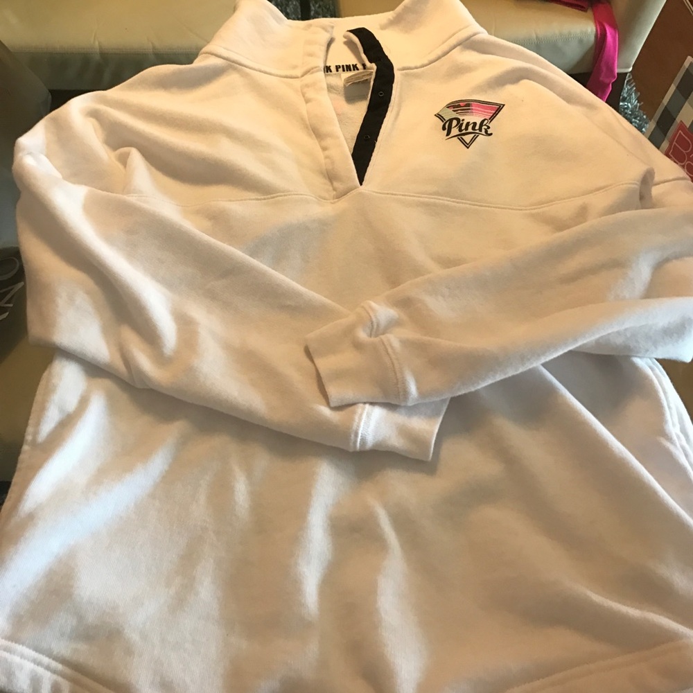 PINK Half-Button Cozy Sweatshirt