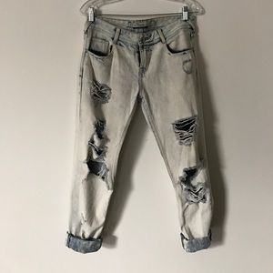 ZARA TRF distressed denim boyfriend jeans