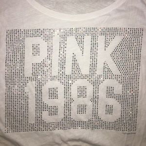 PINK rhinestone oversized crop tee