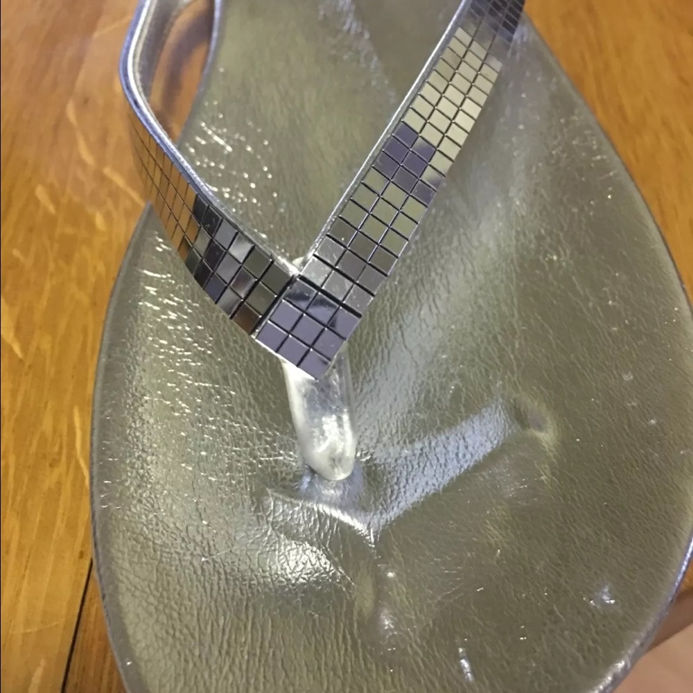 silver flip flops