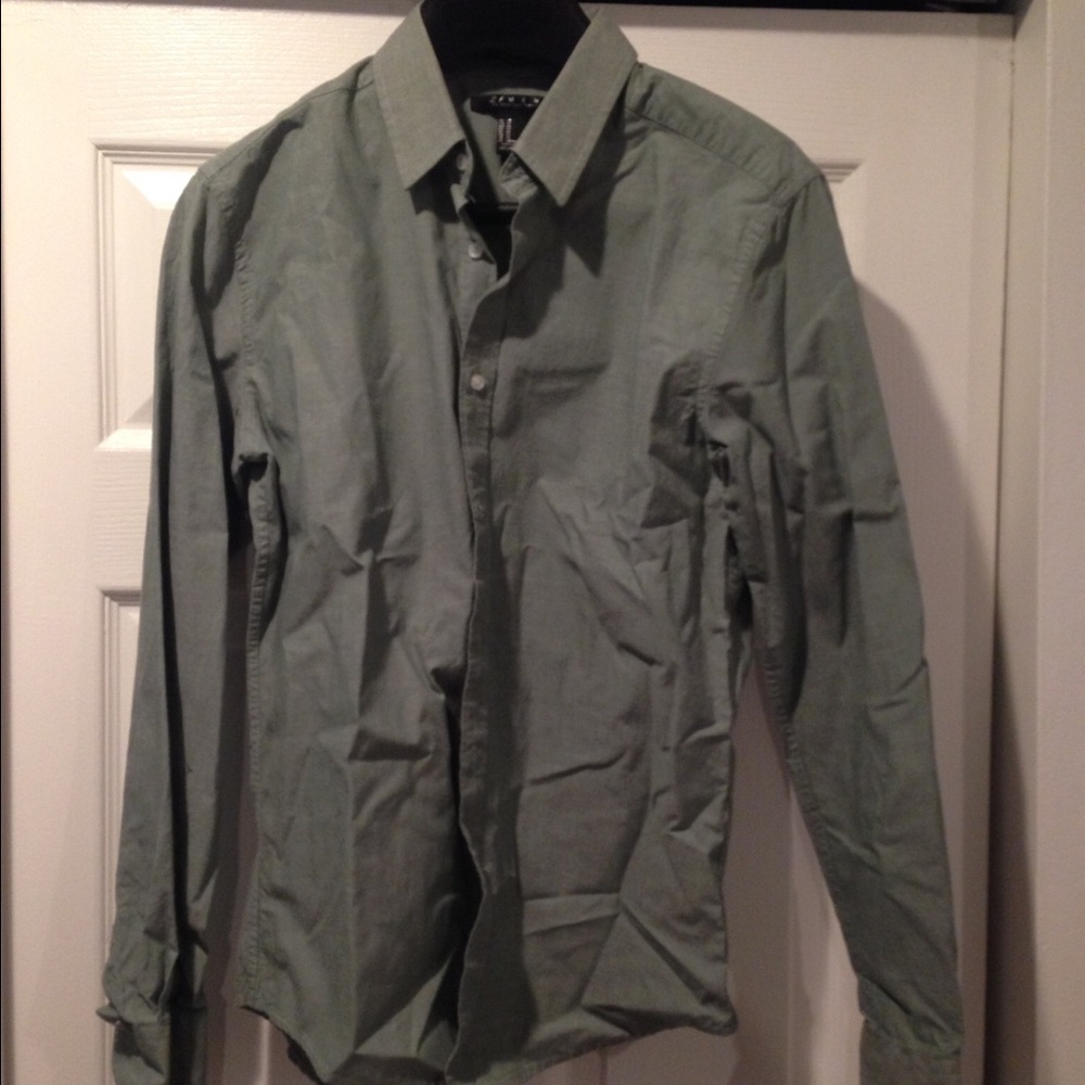 21Men olive button down shirt - xs