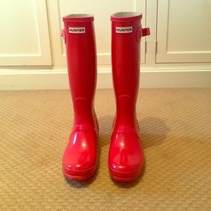 Authentic Hunter Tall Rain Boots- Red Gloss