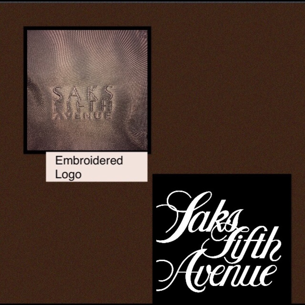 SAKS FIFTH AVE •Chocolate Embroidered Tote - Picture 5 of 6