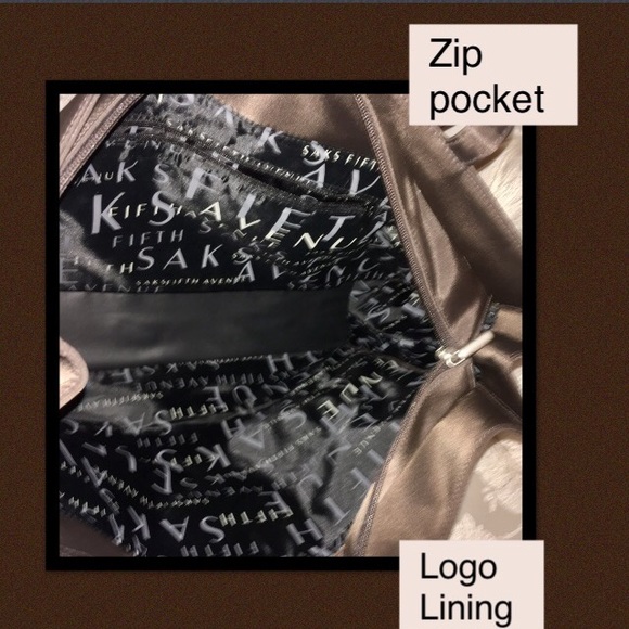 SAKS FIFTH AVE •Chocolate Embroidered Tote - Picture 6 of 6