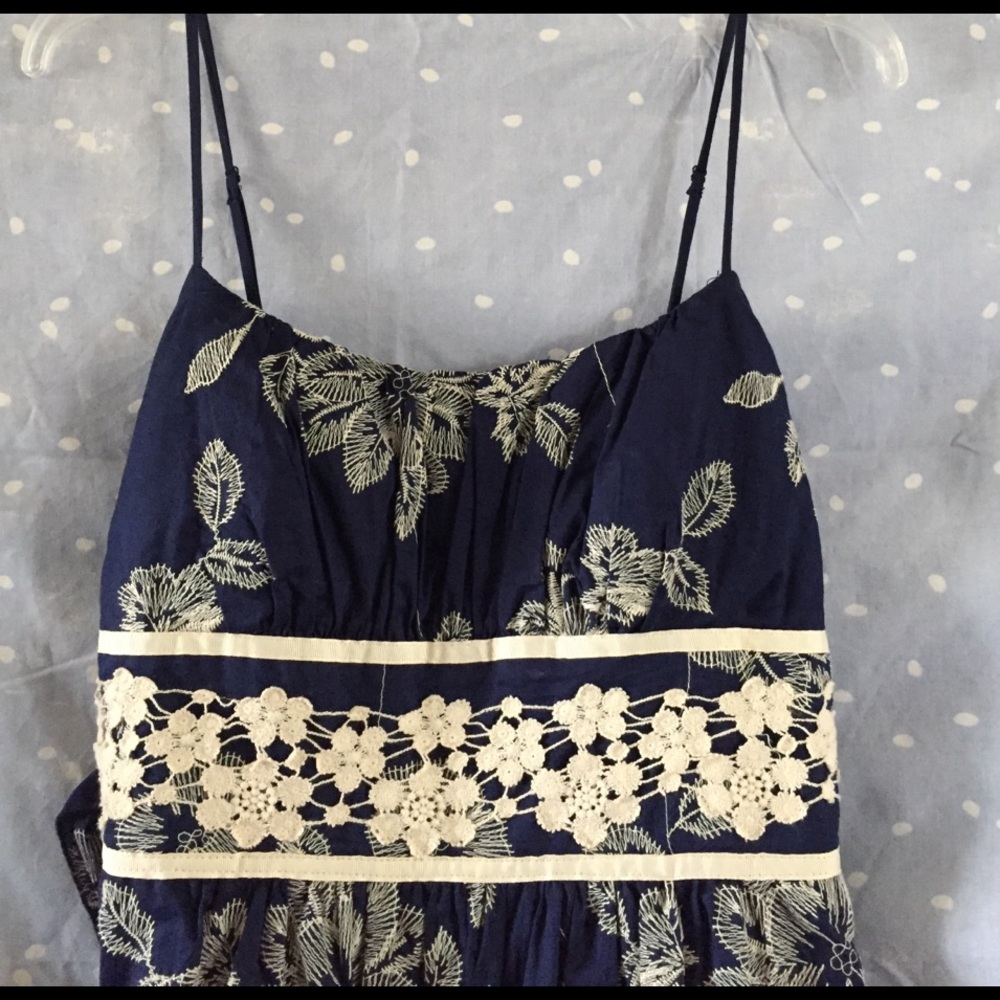 B darling navy & cream embroidered dress 13/14 new