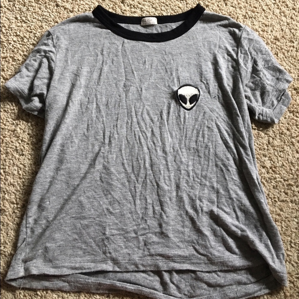 Gray alien crop top