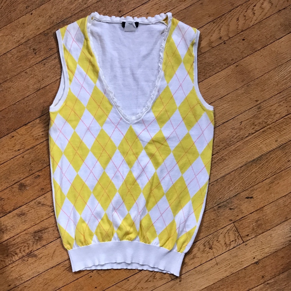 J Crew Cotton Argyle Sleeveless Sweater for Spring