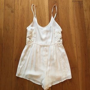 Forever 21 Ivory Romper w/ Crochet Detail, size M