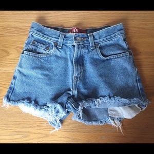Levi's cut off denim shorts