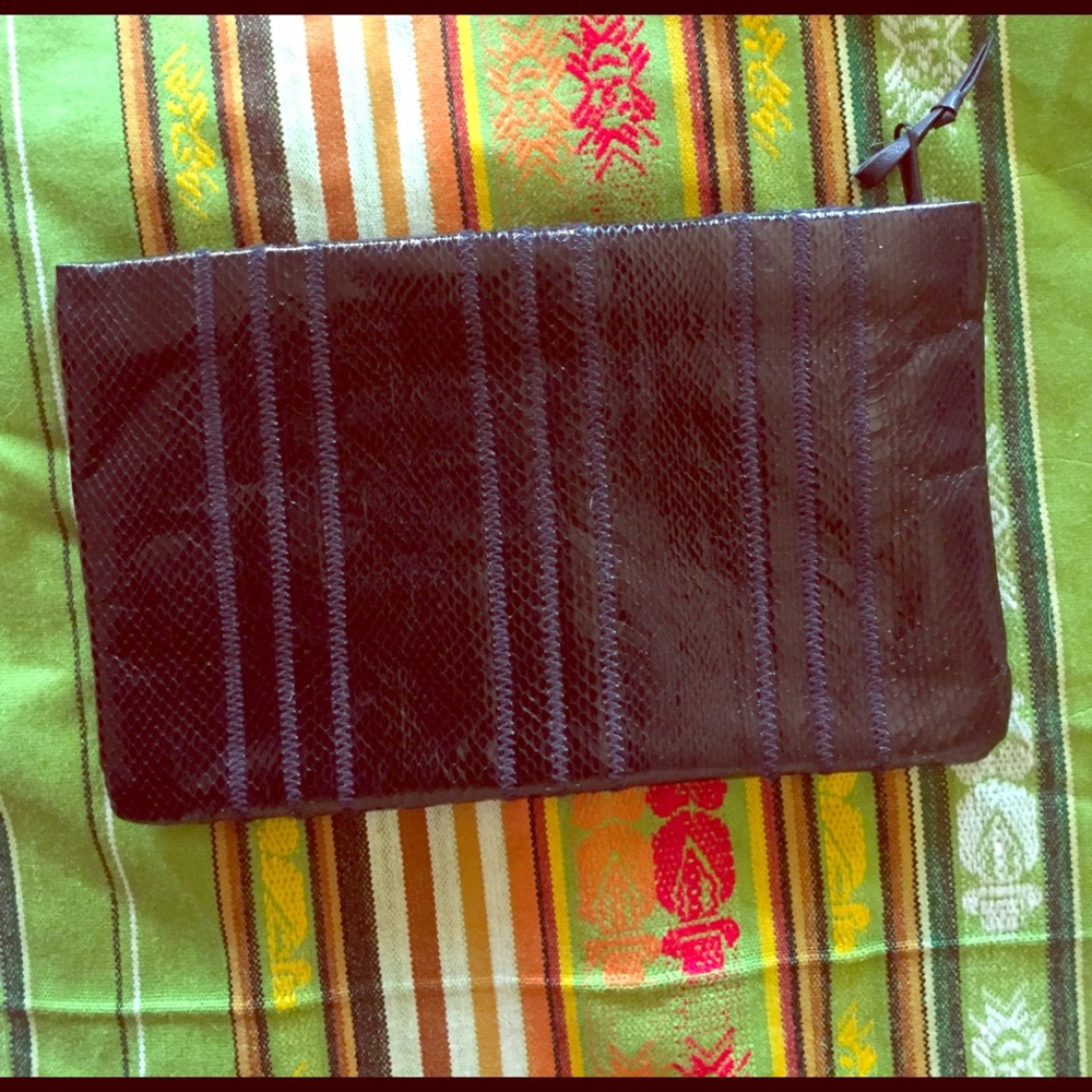 Vintage black snakeskin clutch