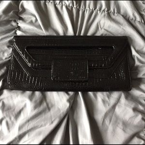 NWT | black clutch with zipper pouch