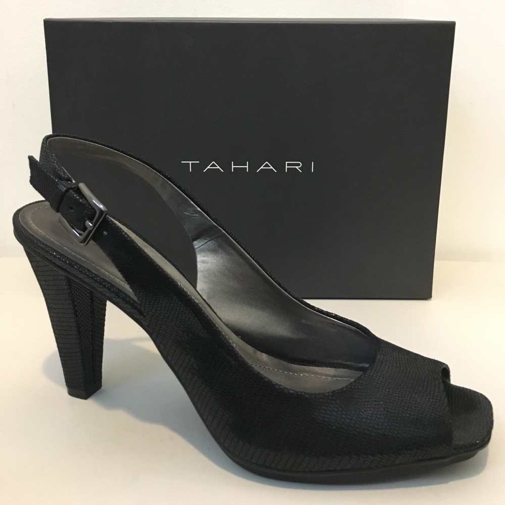 Tahari Black Slingback Pumps 8