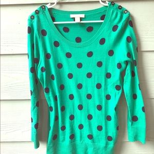 Mint green & navy blue polka dot sweater