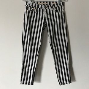Zara navy and white stiped skinny pant