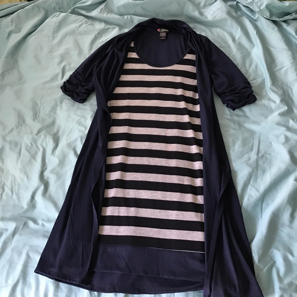 Mini dress with attached quarter sleeve cover