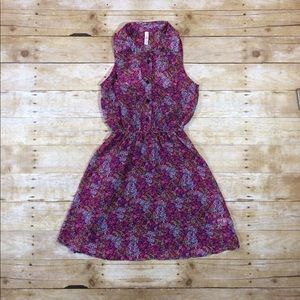 Pretty pink floral sheer summer dress