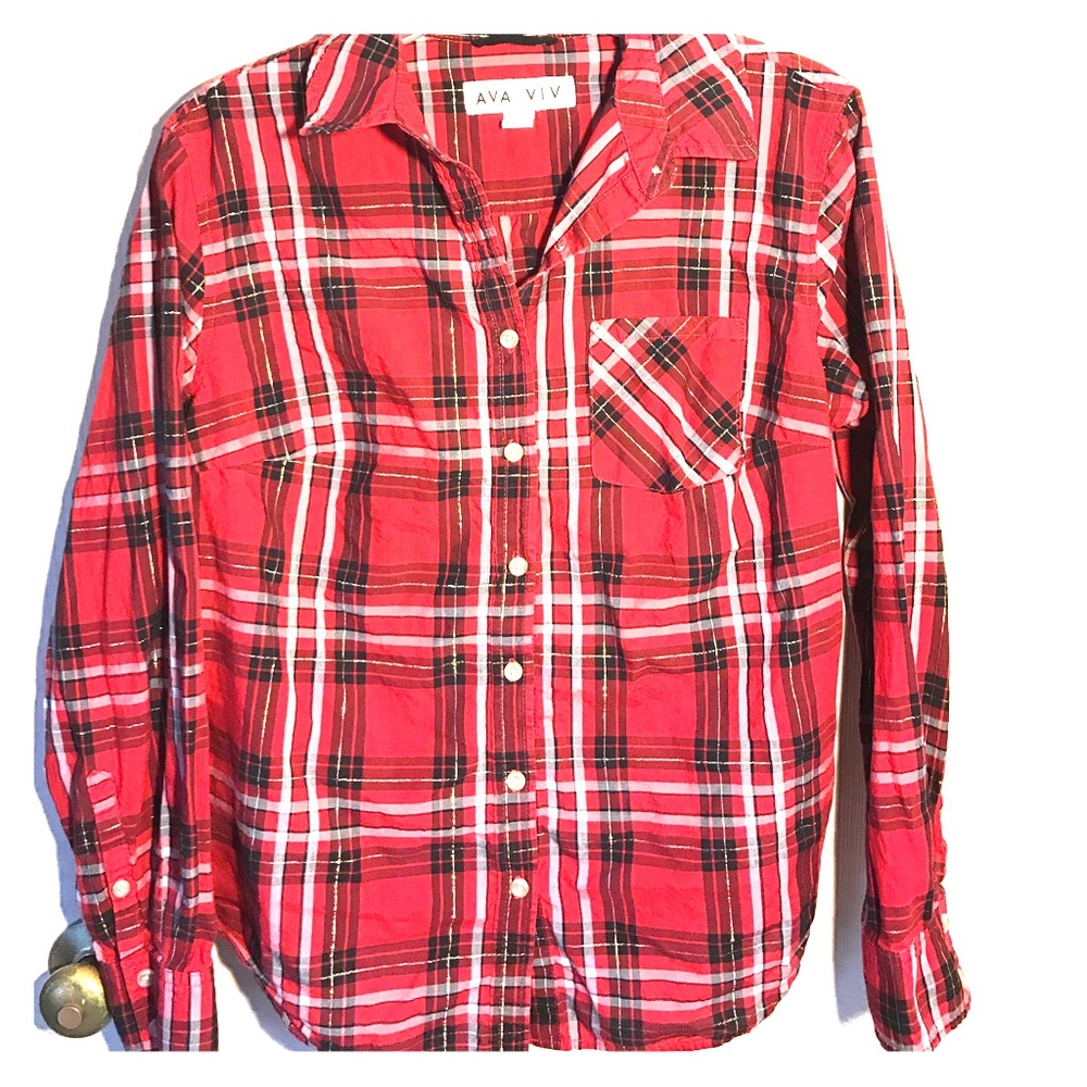 😻Red Plaid Button Down😻