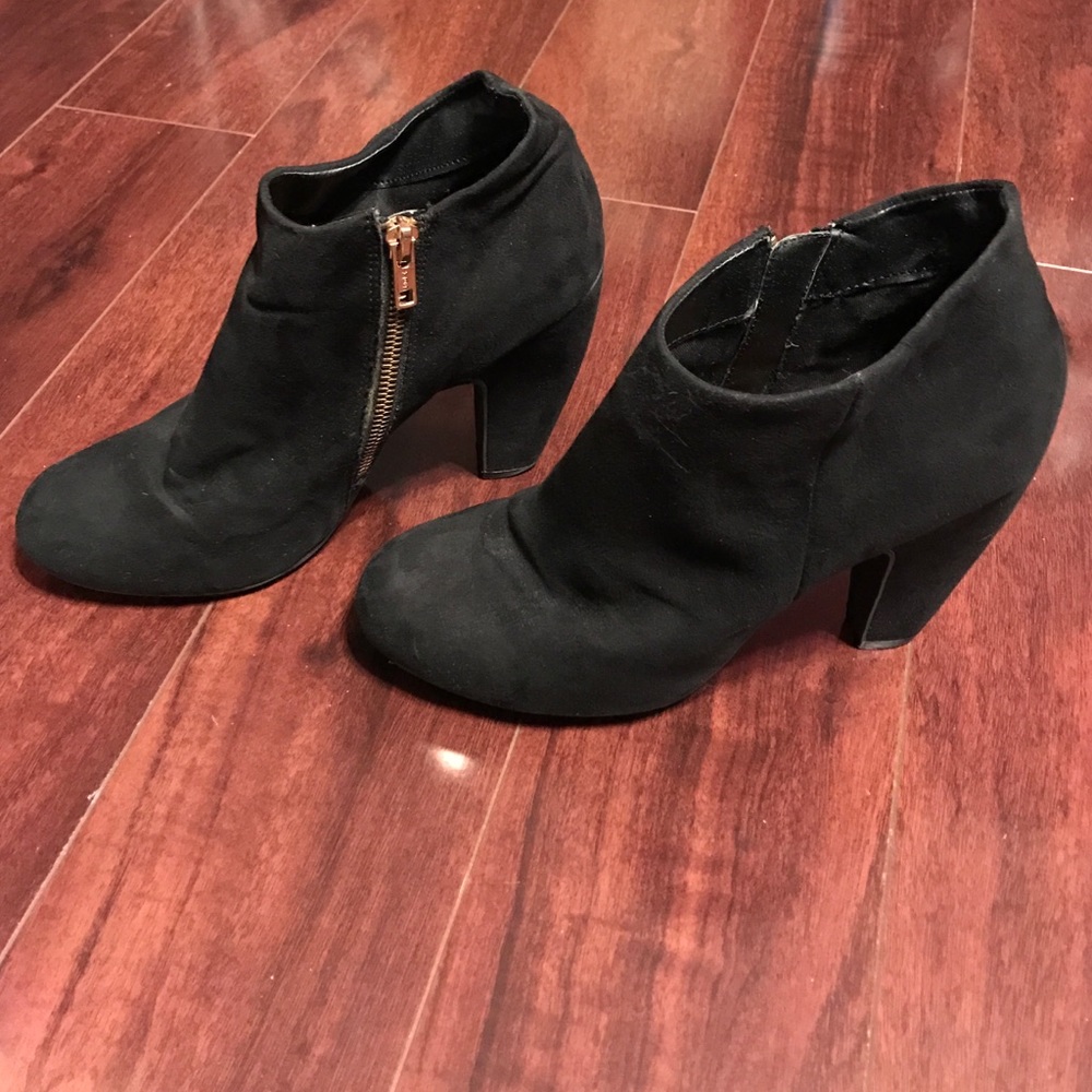 Black suede booties