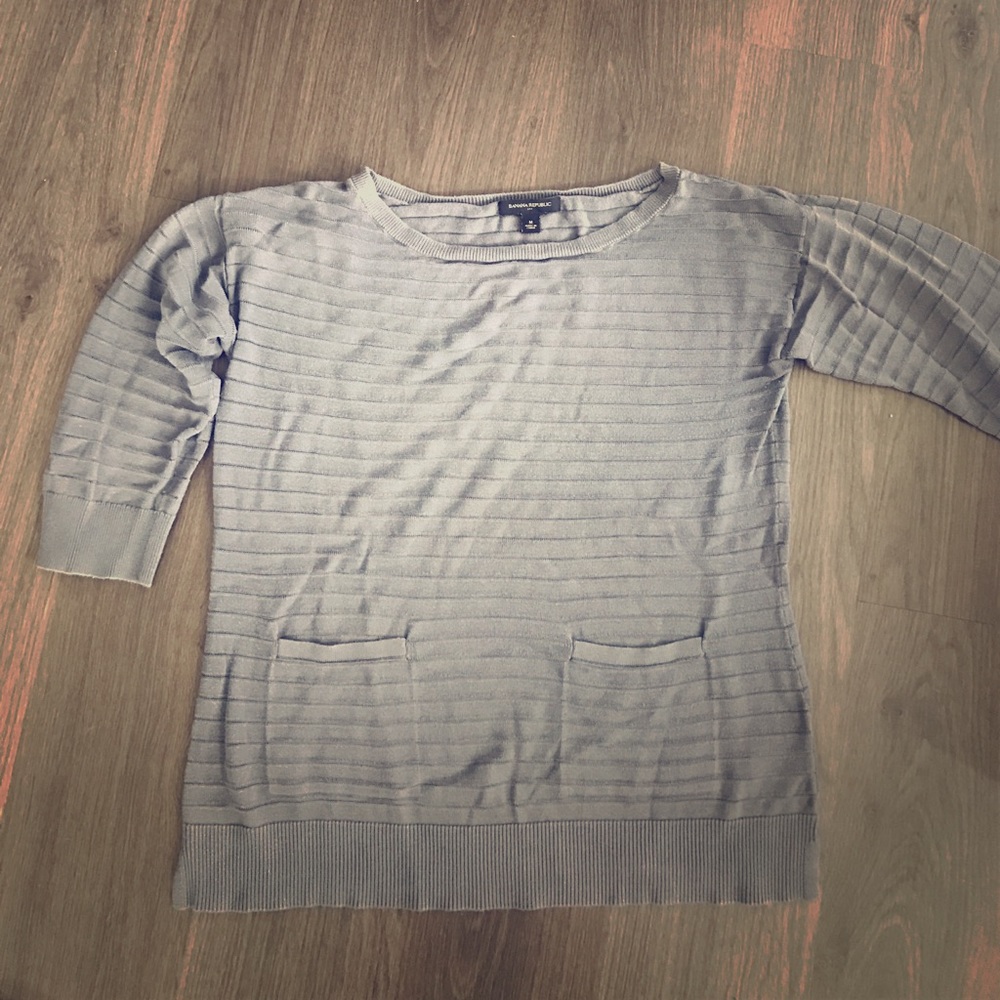 Banana republic striped sweater grey blue medium