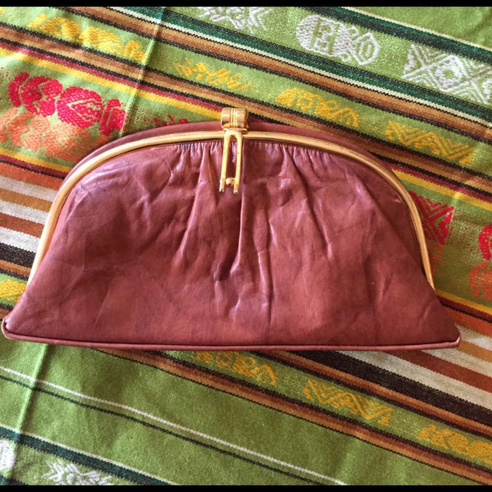 Vintage brown leather clutch