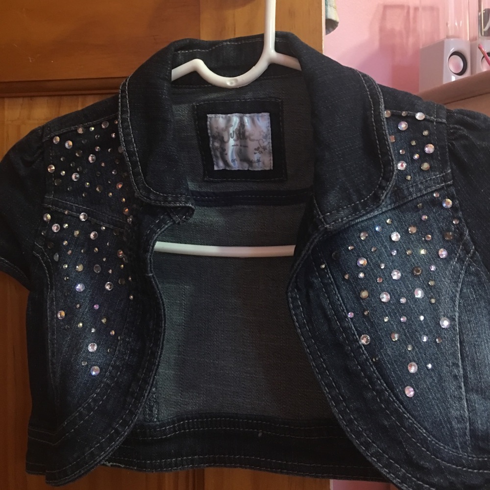 Justice jean vest with sparkle