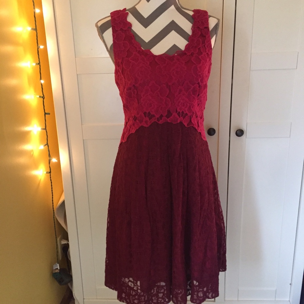 Bugandy/Berry Lace Spring Sundress