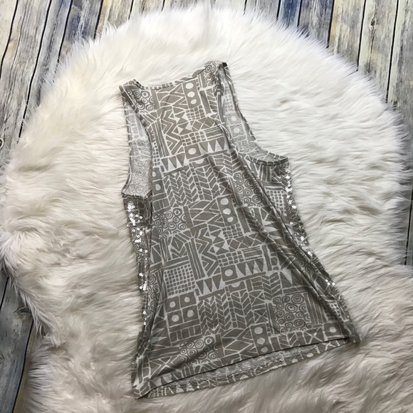 J. Crew Factory Tops - J. Crew Factory Sequin Shapes Grey Print Tank J. Crew Factory Tops - J. Crew Factory Sequin Shapes Grey Print Tank