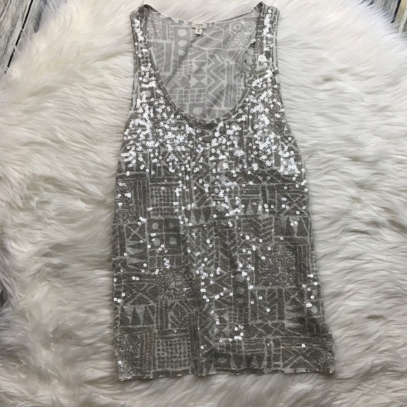 J. Crew Factory Tops - J. Crew Factory Sequin Shapes Grey Print Tank J. Crew Factory Tops - J. Crew Factory Sequin Shapes Grey Print Tank