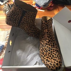 Nine West calf hair ankle bootie with hidden wedge