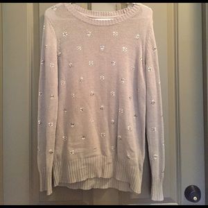 Grey knit sweater with jewels