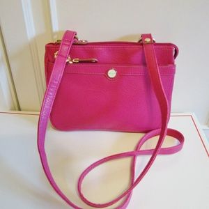 Fossil Relic Fuchsia Leather Small Messenger New!