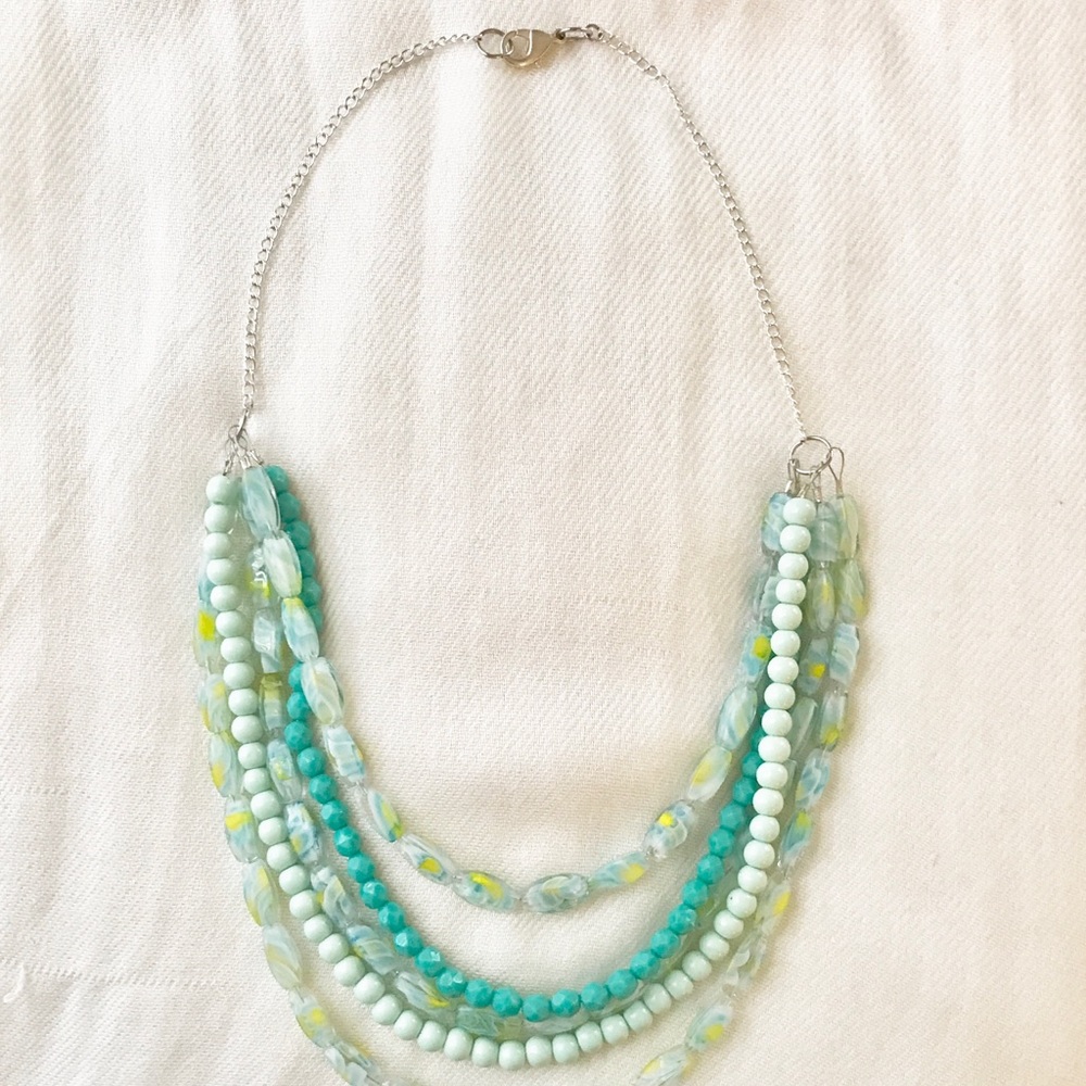 Multi-strand beaded necklace