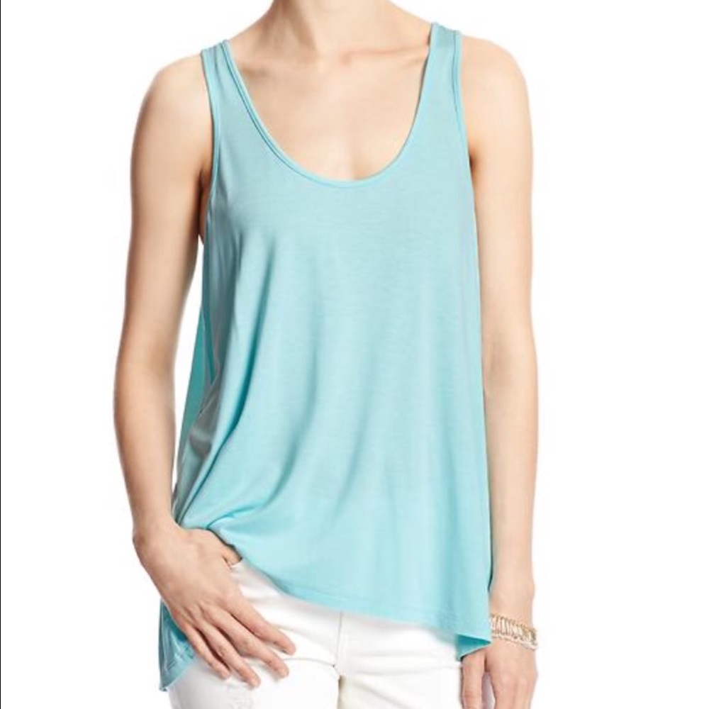 BANANA REPUBLIC MIXED-MEDIA PLEAT BACK TANK TOP - Picture 2 of 5