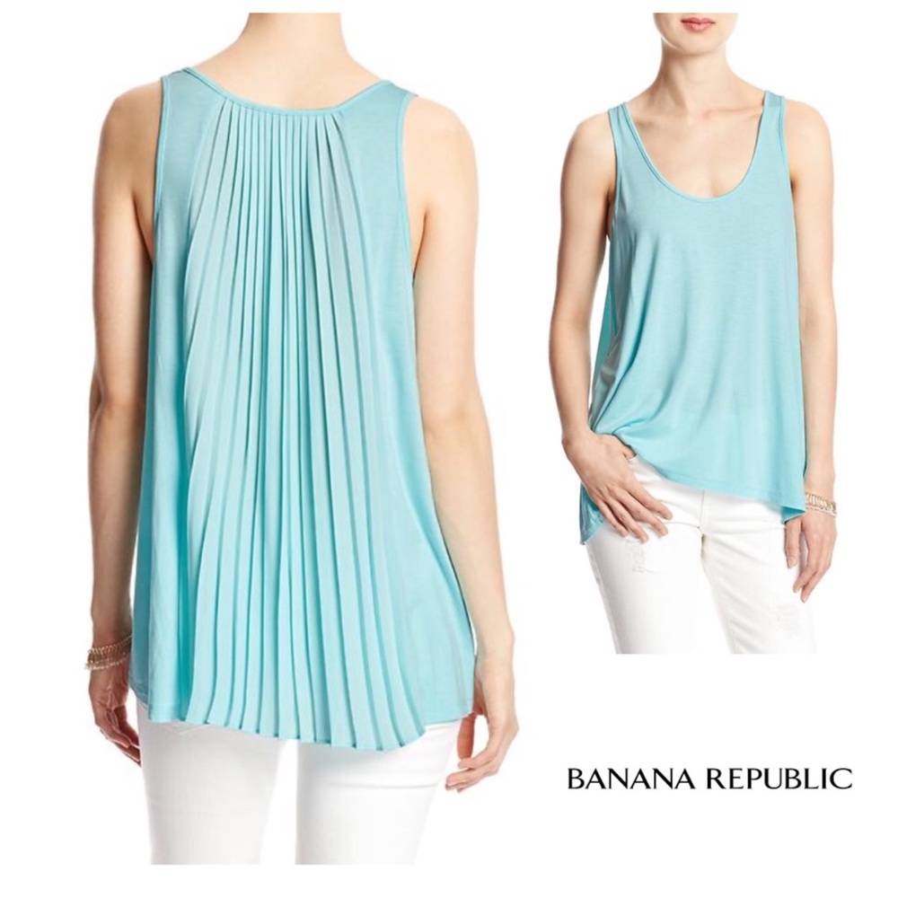 BANANA REPUBLIC MIXED-MEDIA PLEAT BACK TANK TOP - Picture 5 of 5