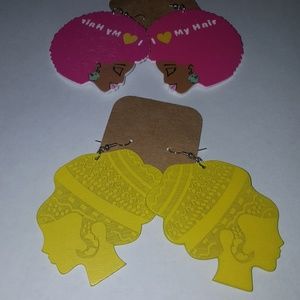 NWT Bundle of two cute colorful African women earrings