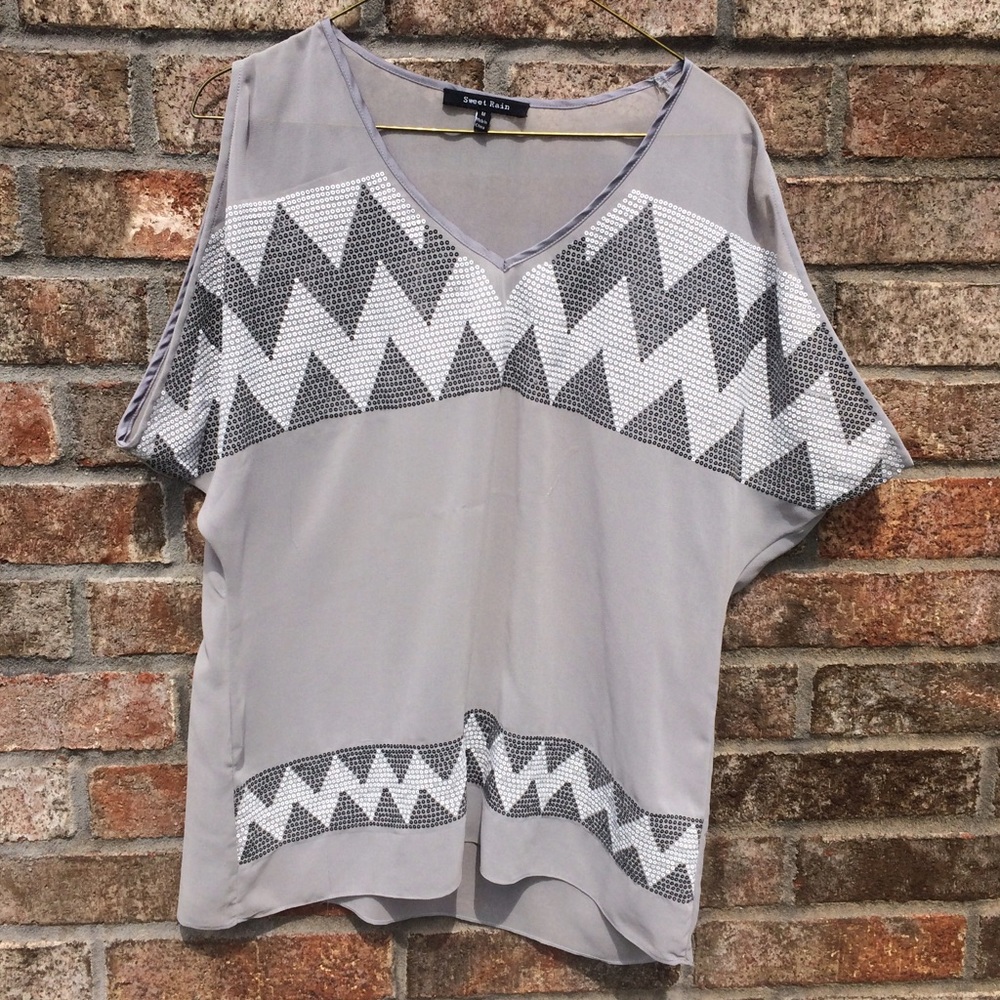 Sweet Rain Chevron Sequin Top