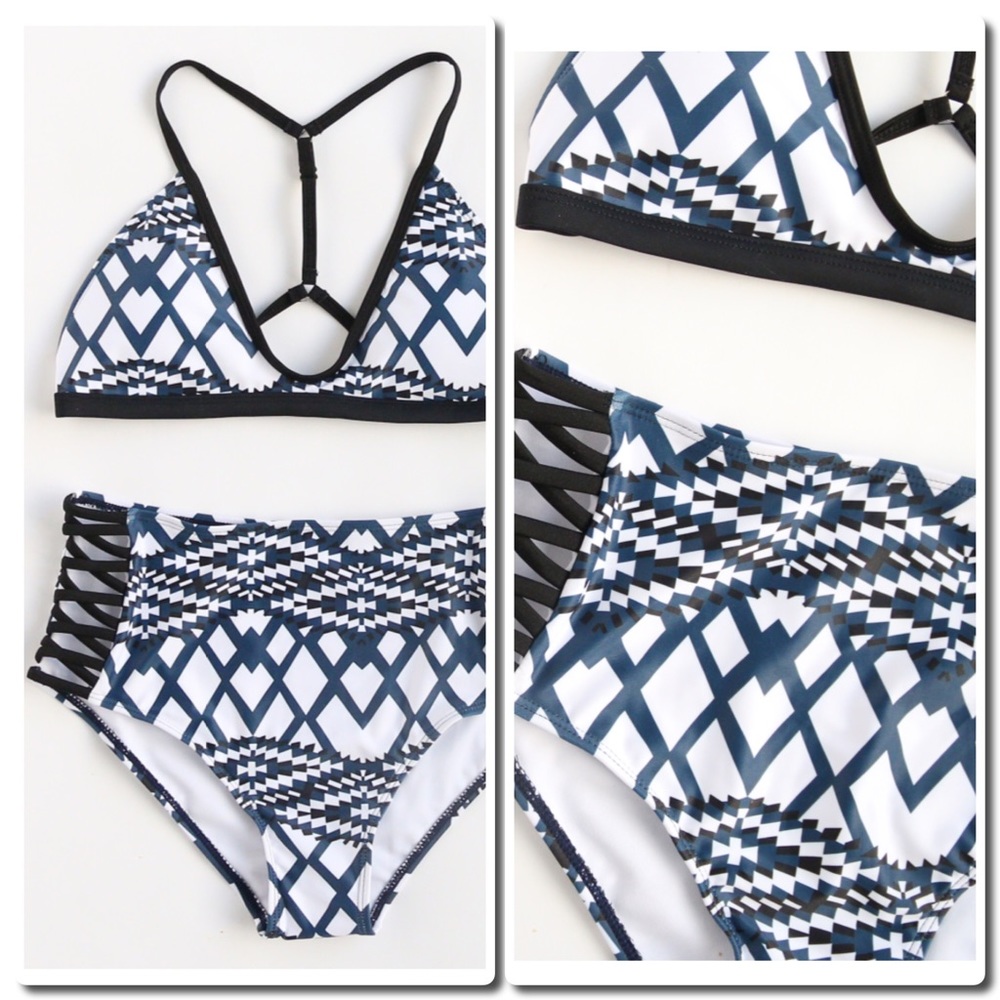 Geometric Print High Waist Bikini - Picture 4 of 7