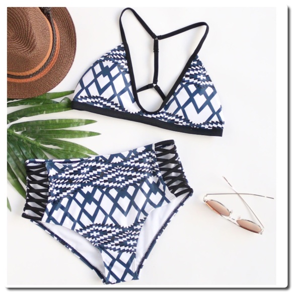 Geometric Print High Waist Bikini - Picture 3 of 7