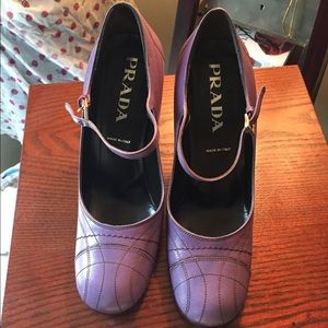 PRADA purple Mary Jane leather heels 7 1/2